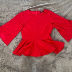 Red peplum top
